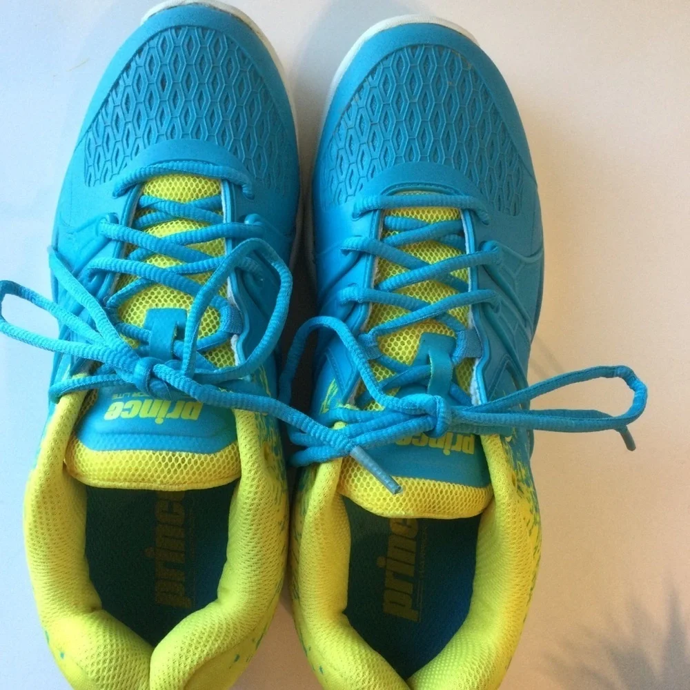Prince Warrior Lite Shock Eraser Blue and Yellow Casual Athletic Sneakers Size 9